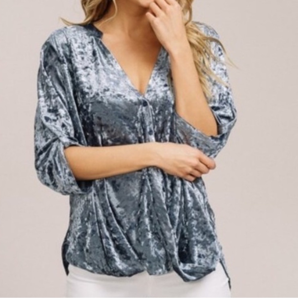 Listicle Crushed Velvet Top- Size Small